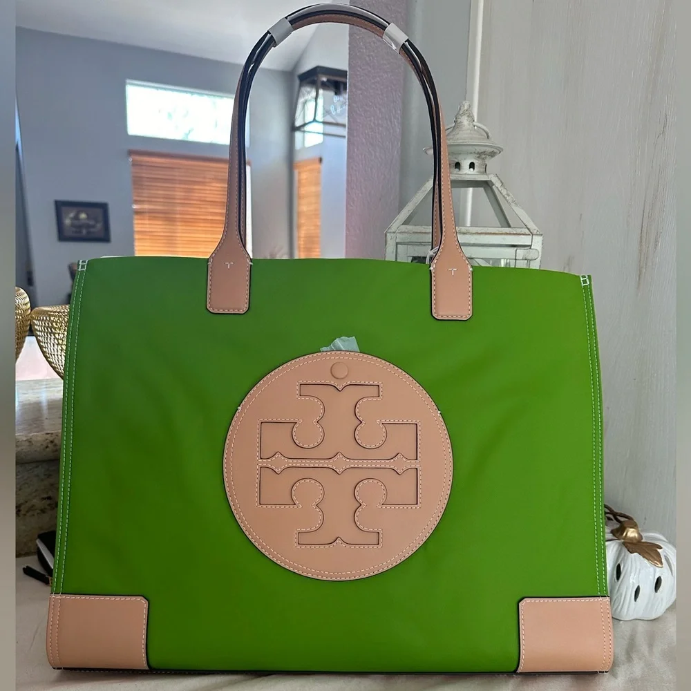 New Tory Burch ELLA TOTE WHEATGRASS - Picture 1 of 10